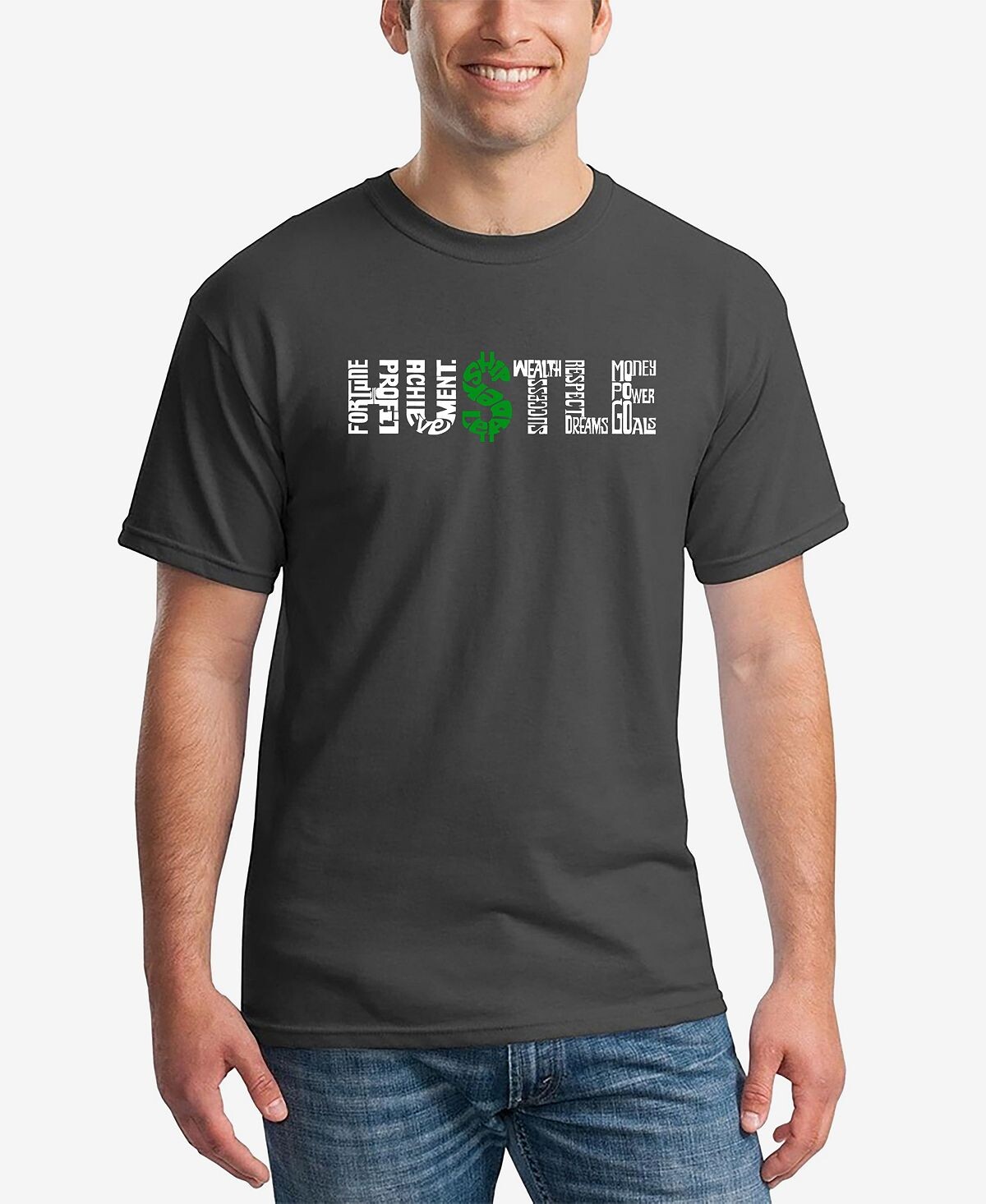 

Мужская футболка word art hustle LA Pop Art, темно-серый
