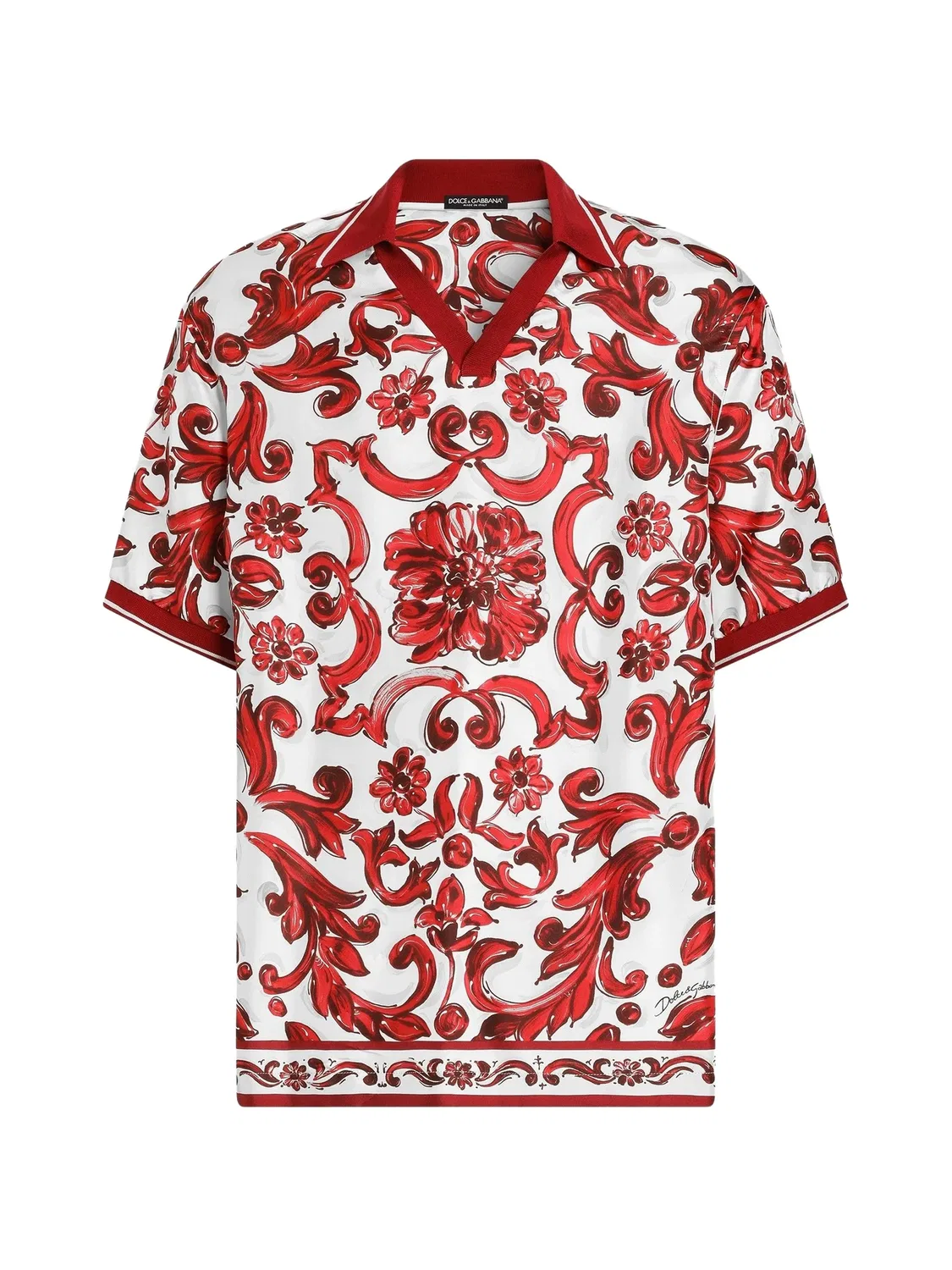 Твиловая рубашка с принтом Majolica Dolce & Gabbana, белый