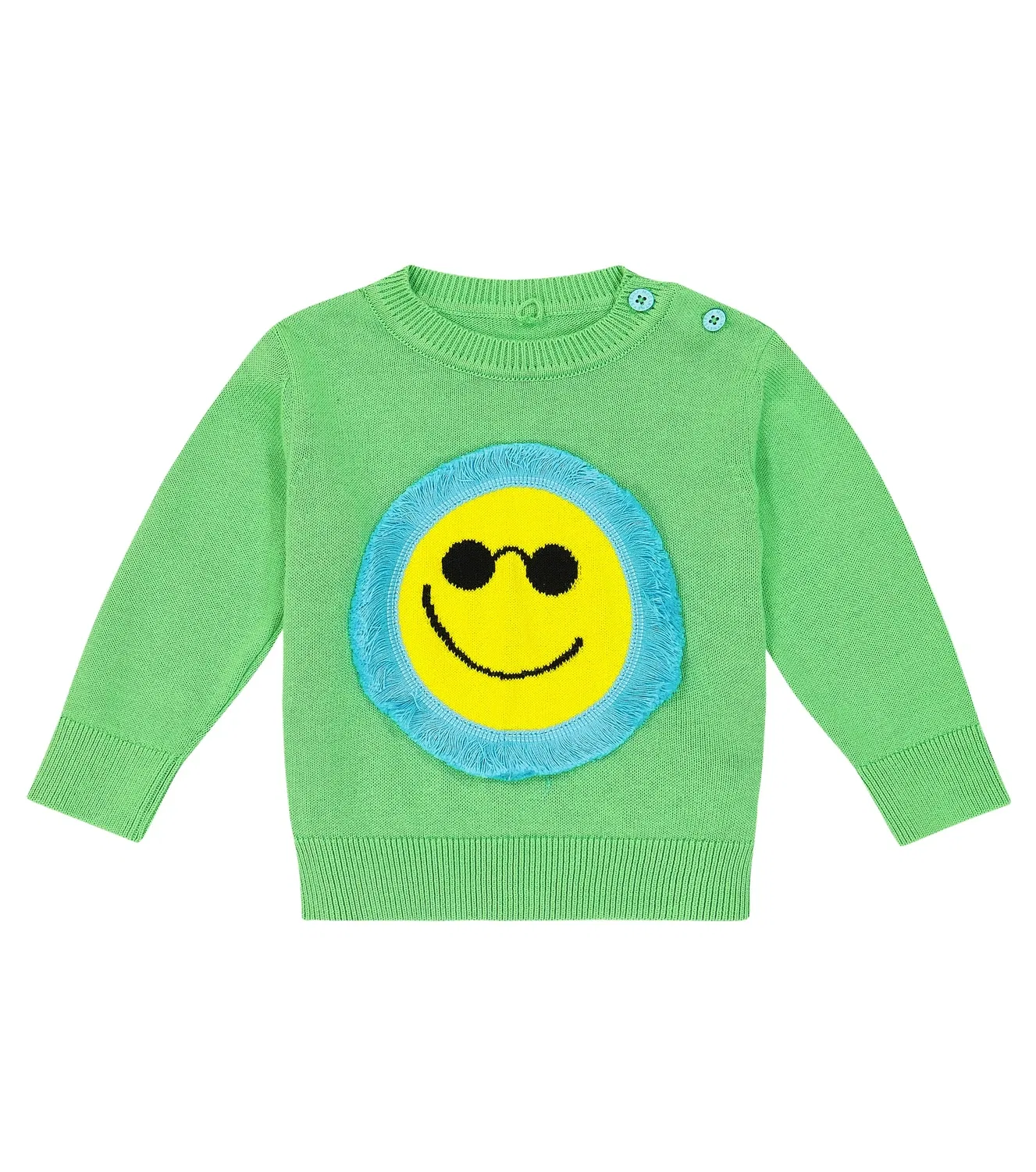 Детский хлопковый свитер Stella Mccartney Kids, зеленый