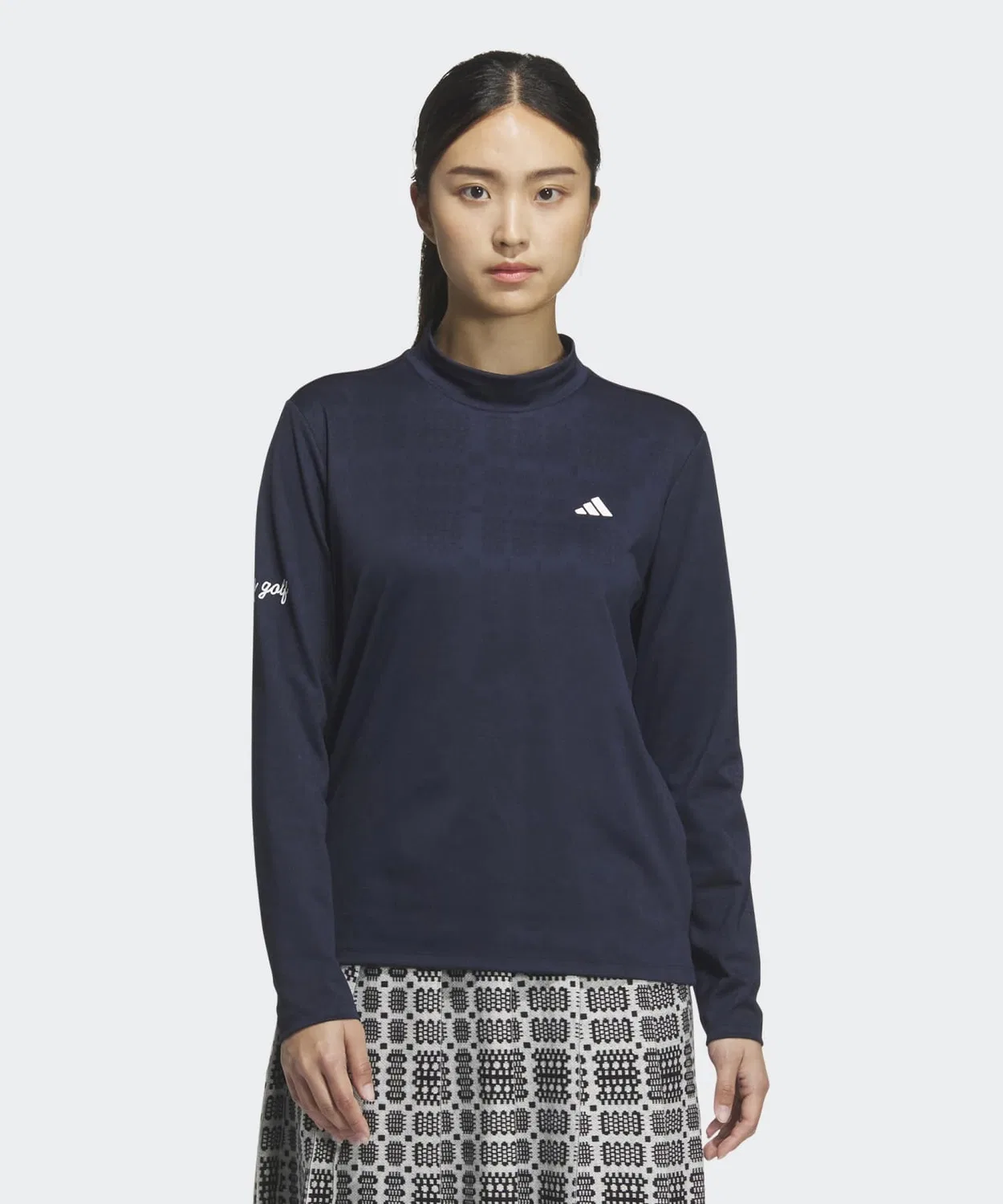 Женский поло-лонгслив с жаккардовым узором, модель JM2995 Adidas, Navy