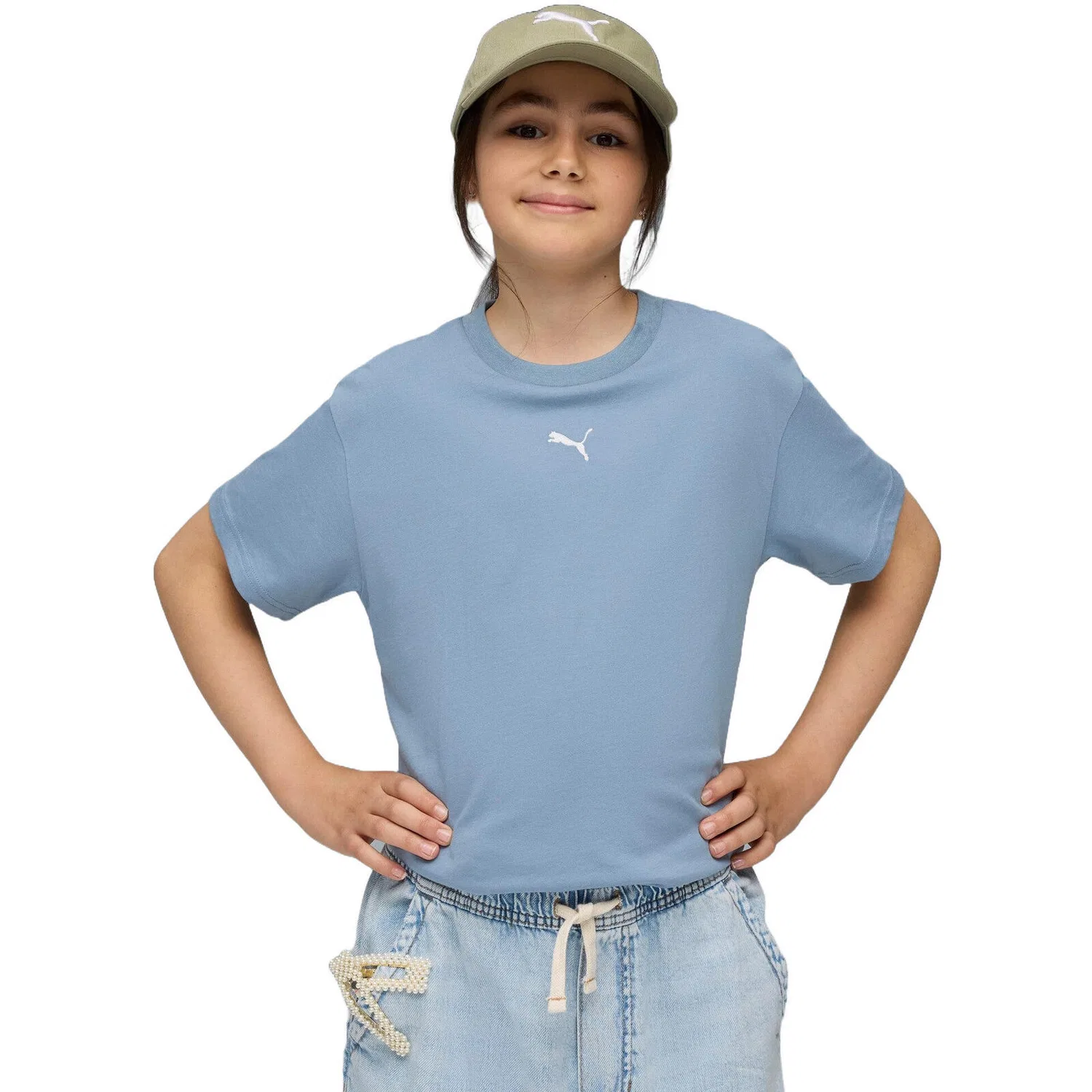 Детская футболка Puma Ess Boxy Tee G, Cool Blue, Blau Weiss Mediterranes Blau