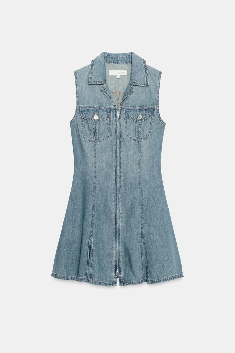 Мини-платье из джинсовой ткани TRF с карманами ZARA, Blue — фото 4