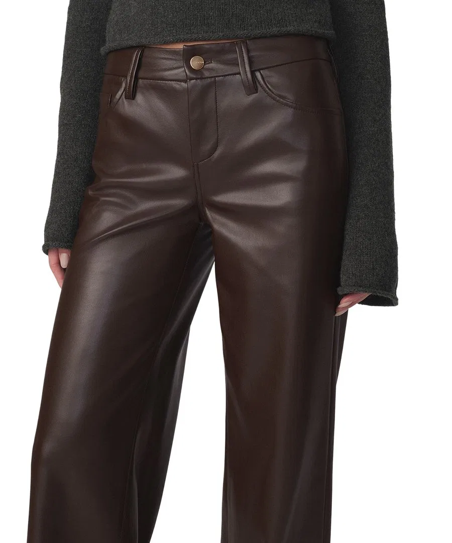 Штаны с широкими штанинами из кожзама Lou Lou Joe's Jeans, Dark Chocolate — фото 3