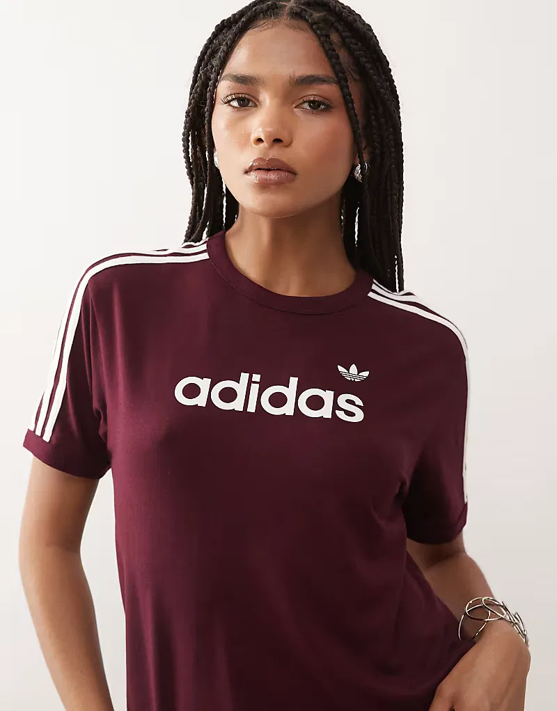Футболка с логотипом Adidas Originals, бордовый и, кремовый — фото 3