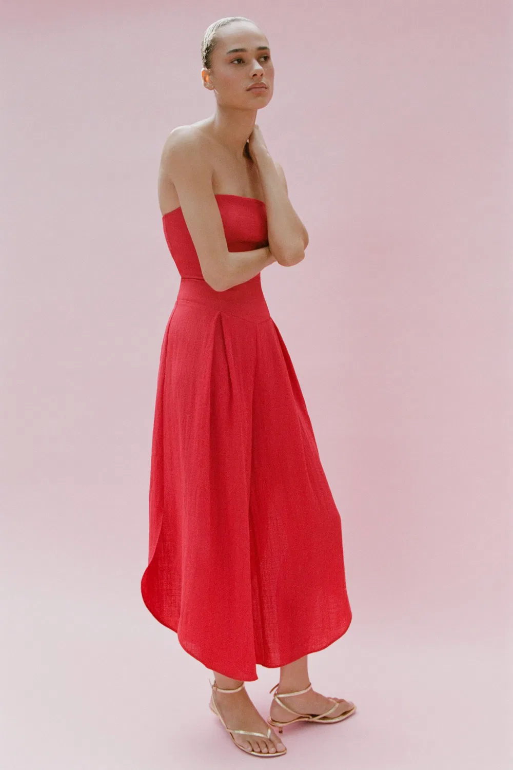Комбинезон с асимметричным подолом ZARA, Red
