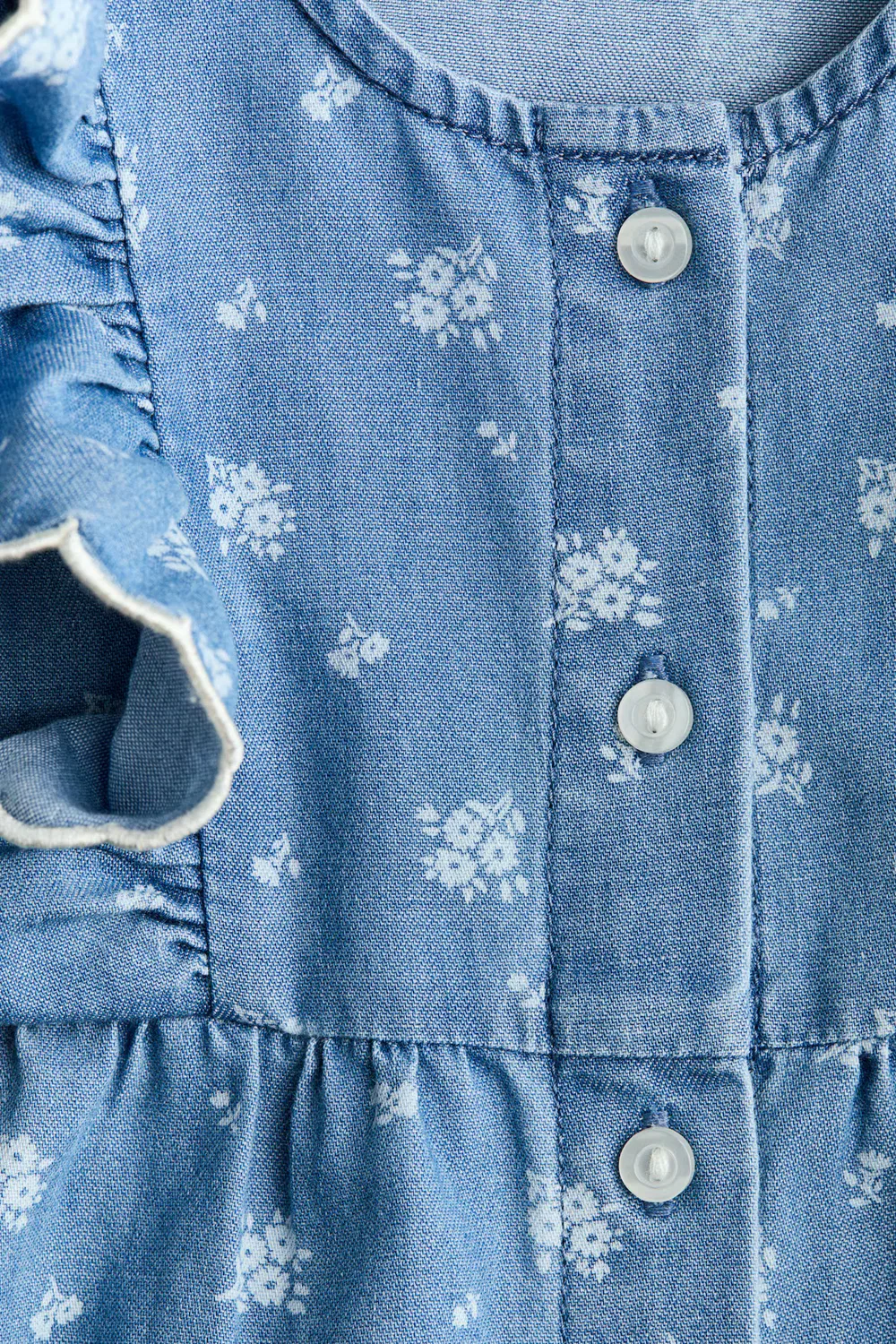 Комбинезон из джинсовой ткани с принтом H&M, Denimblau/Geblümt — фото 2