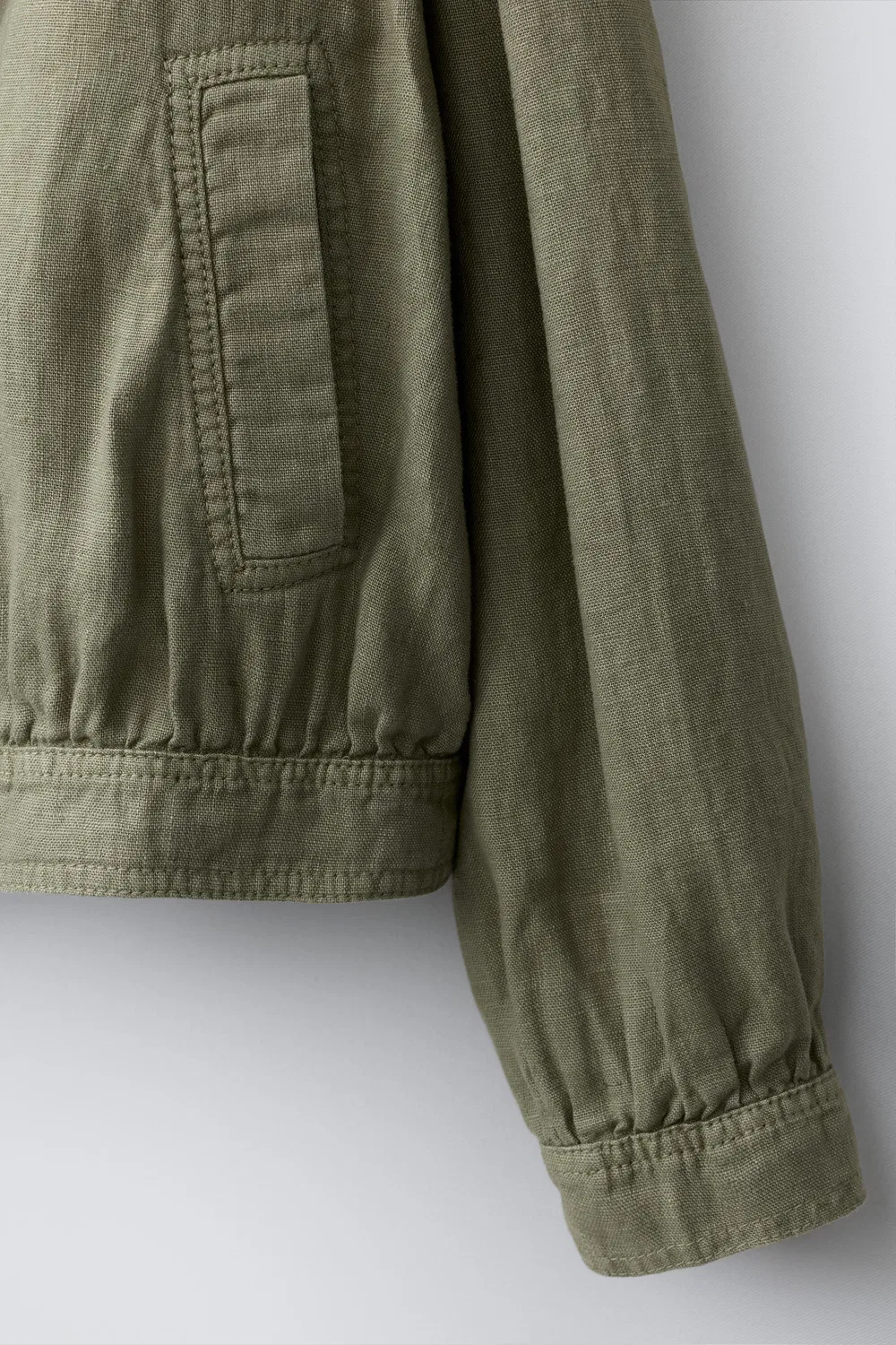 Куртка из 100% льна ZARA, Khaki — фото 4