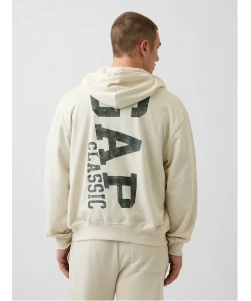 Мужское худи с длинным рукавоми принтом GAP Classic Logo, Beige