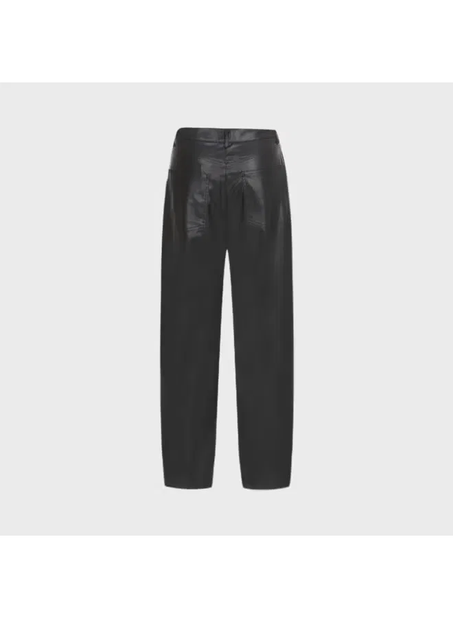 Брюки кожаные прямые свободные Zara, черный — фото 3