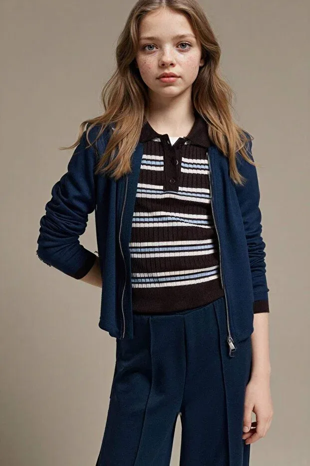 Детский кардиган для девочек с длинным рукавом Defacto, Navy Blue-Nv163