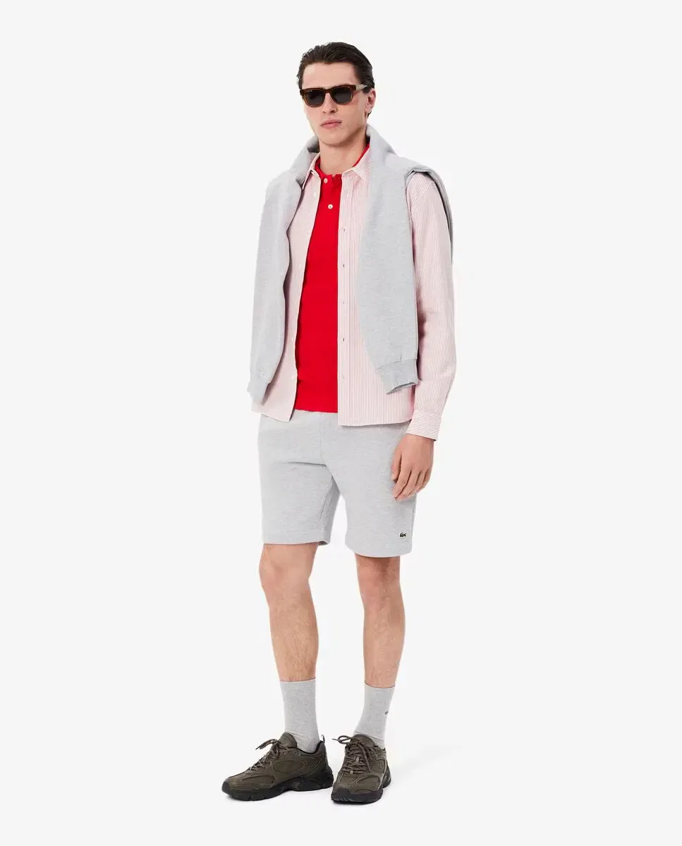 Мужское поло из пике приталенного кроя с коротким рукавом Lacoste, Красное — фото 4