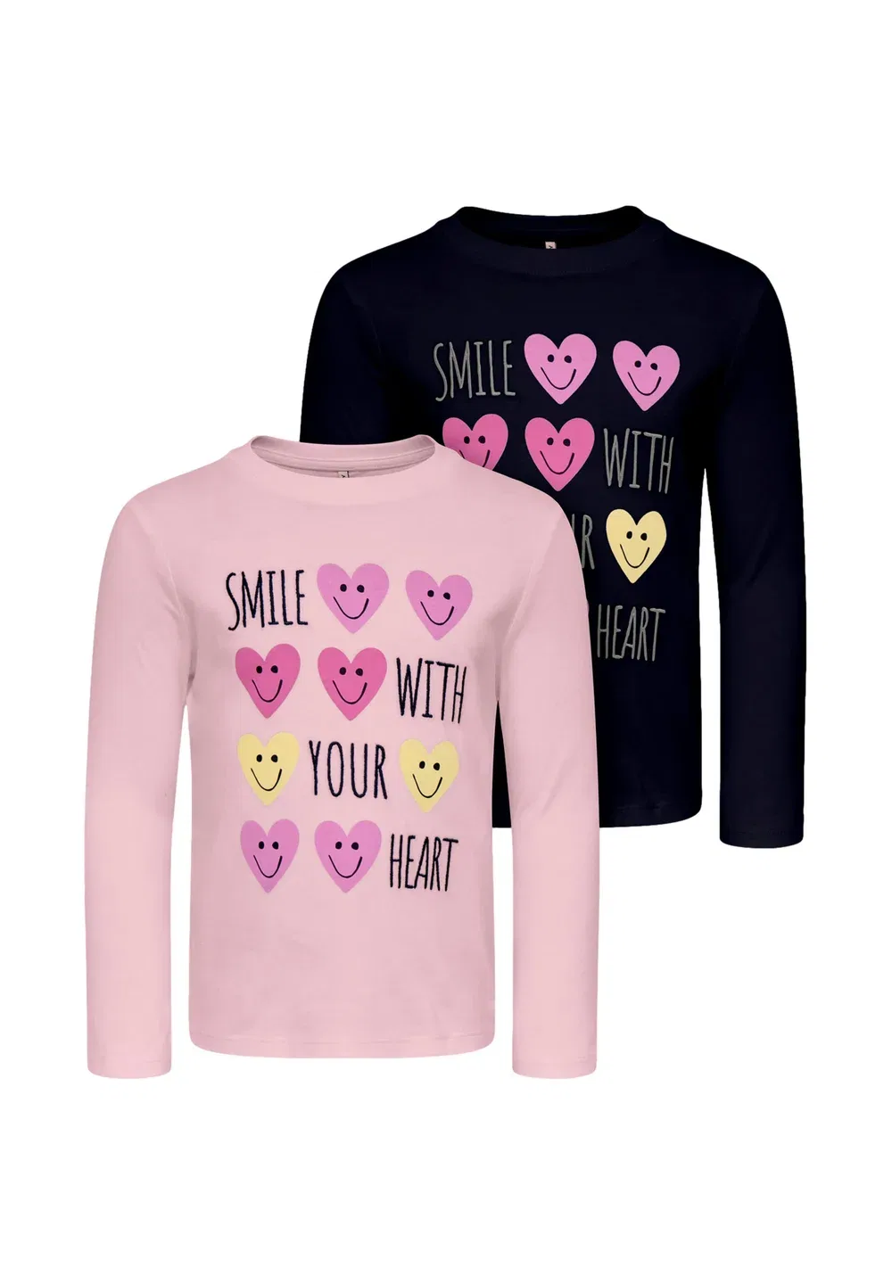 Kmgcandy ls reg printed tee vd 2 pack - long sleeved top Only Mini, Pale Lilac Pack:Smile/Night Sky Smile