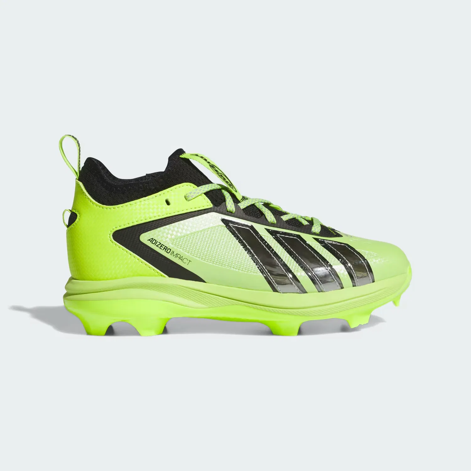 Детские бейсбольные шиповки с низким профилем Adizero Impact 3.0 TPU Adidas Performance, Solar Slime/Silver Metallic/Core Black