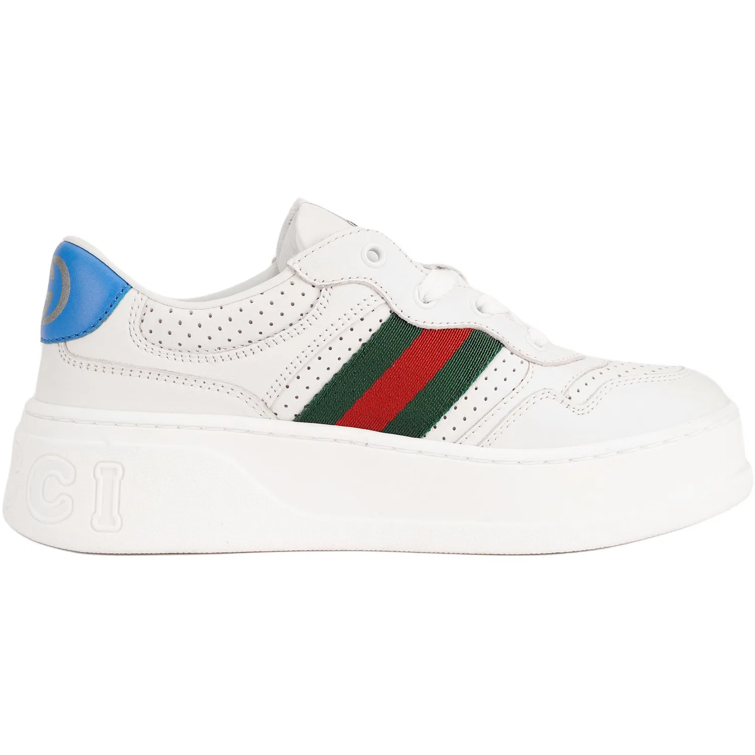 Детские кожаные кроссовки для скейтбординга с веббингом GUCCI, White — фото 3