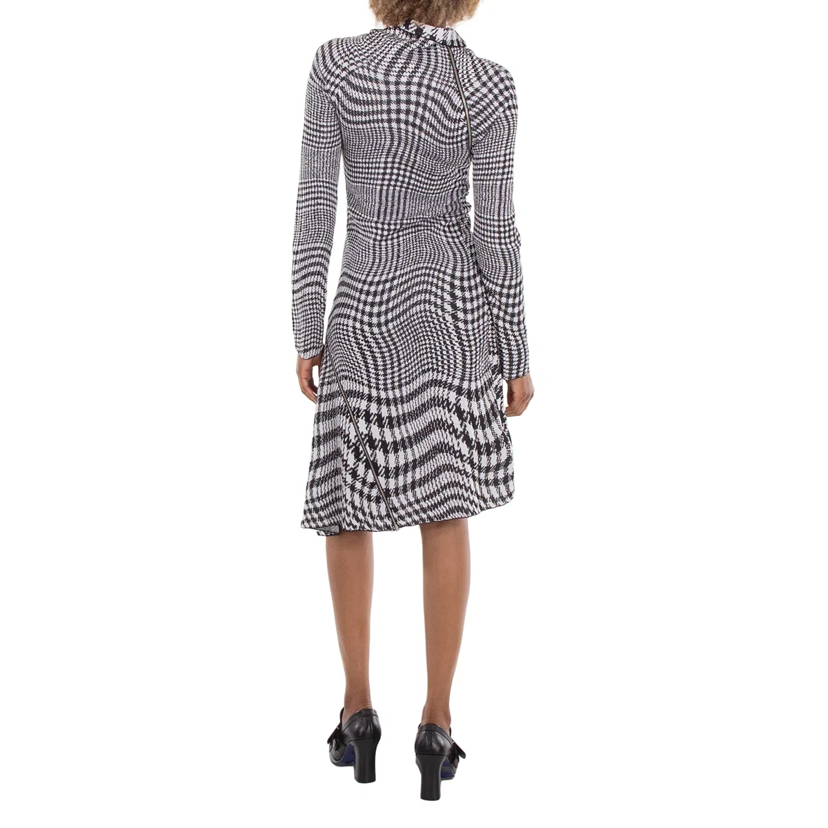 Платье миди с принтом Houndstooth Pattern Burberry, Monochrome Ip Pttn — фото 4