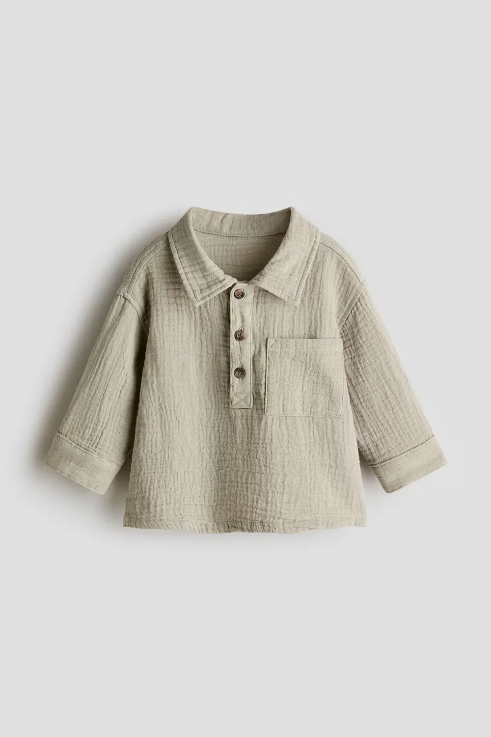 Рубашка из хлопчатобумажной ткани H&M, Khakigrün