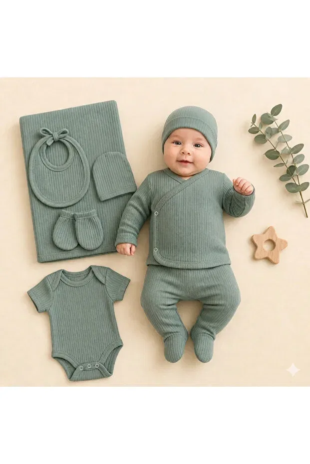 Детский комплект боди без рукавов Unisex Baby Set Maxira, Water Green — фото 4