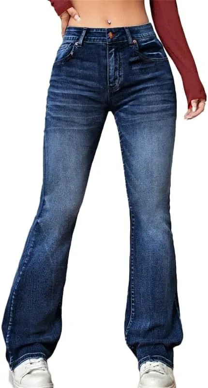 Andongnywell женские джинсы скинни с расклешенным низом