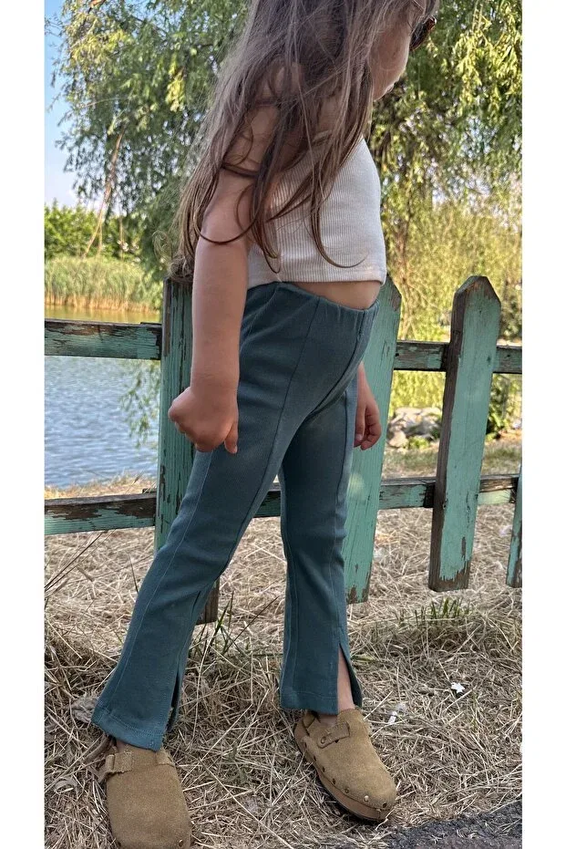 Детские леггинсы для девочек с разрезом Oil Ribbed Spanish Slit Leg Eyc Baby, Oil Blue — фото 3