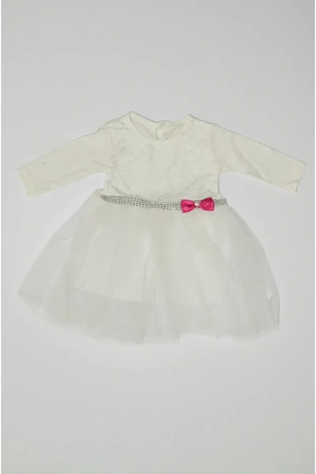 Детское платье для девочек с длинным рукавом Baby Slon Kids Clup, White Fuchsia