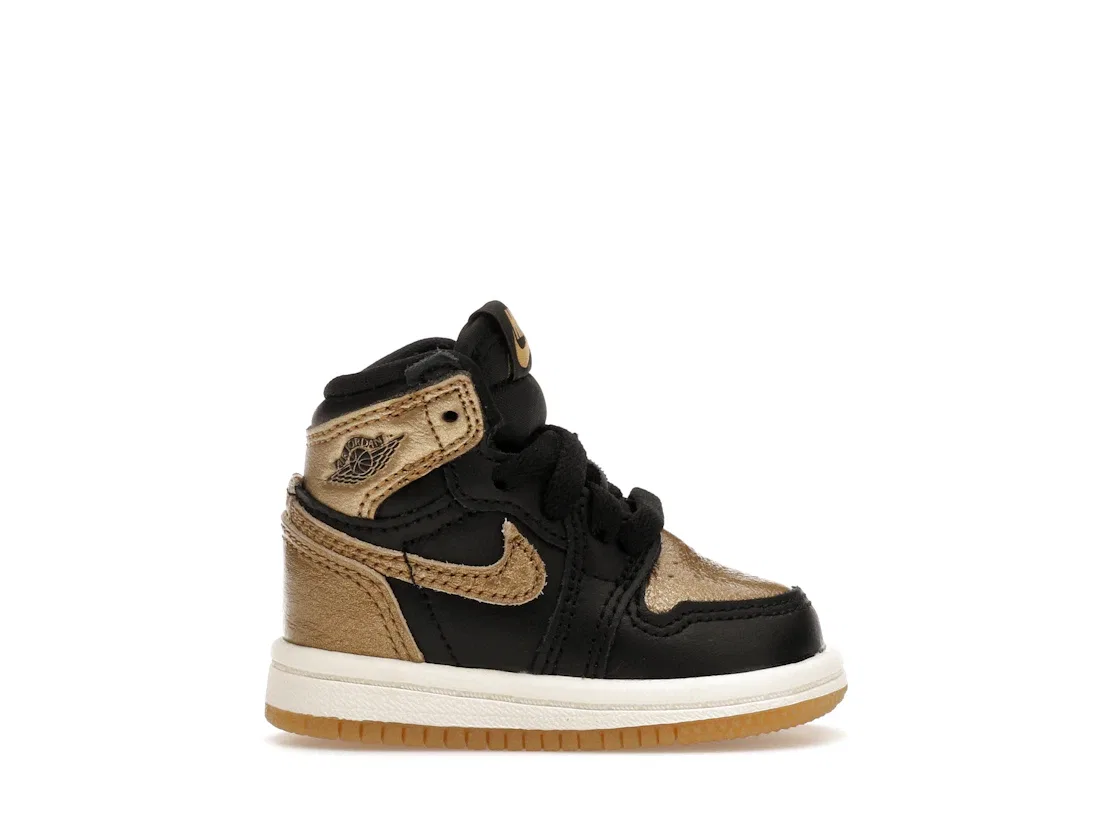 Детские кроссовки для мальчиков высокие с принтом Jordan 1 Retro High OG Jordan, Black Metallic Gold Sail