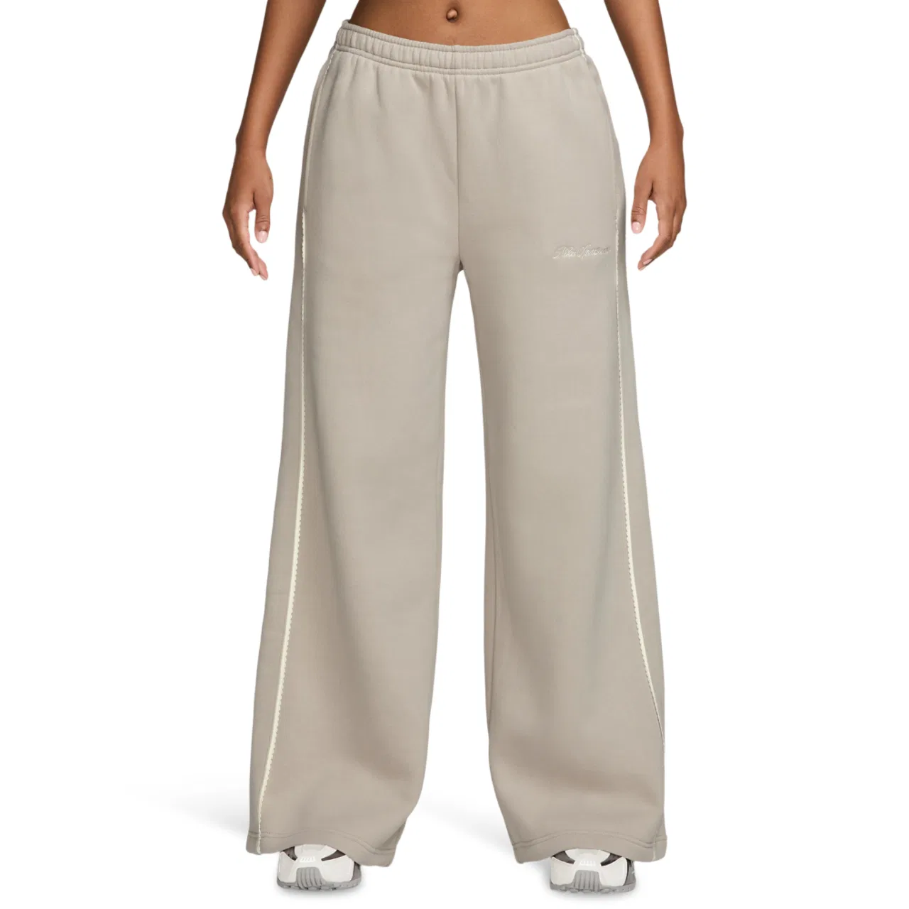 Женские широкие брюки из флиса с фигурным низом Nike Studio Fleece Scallop Wide Leg Pants, White/White/White