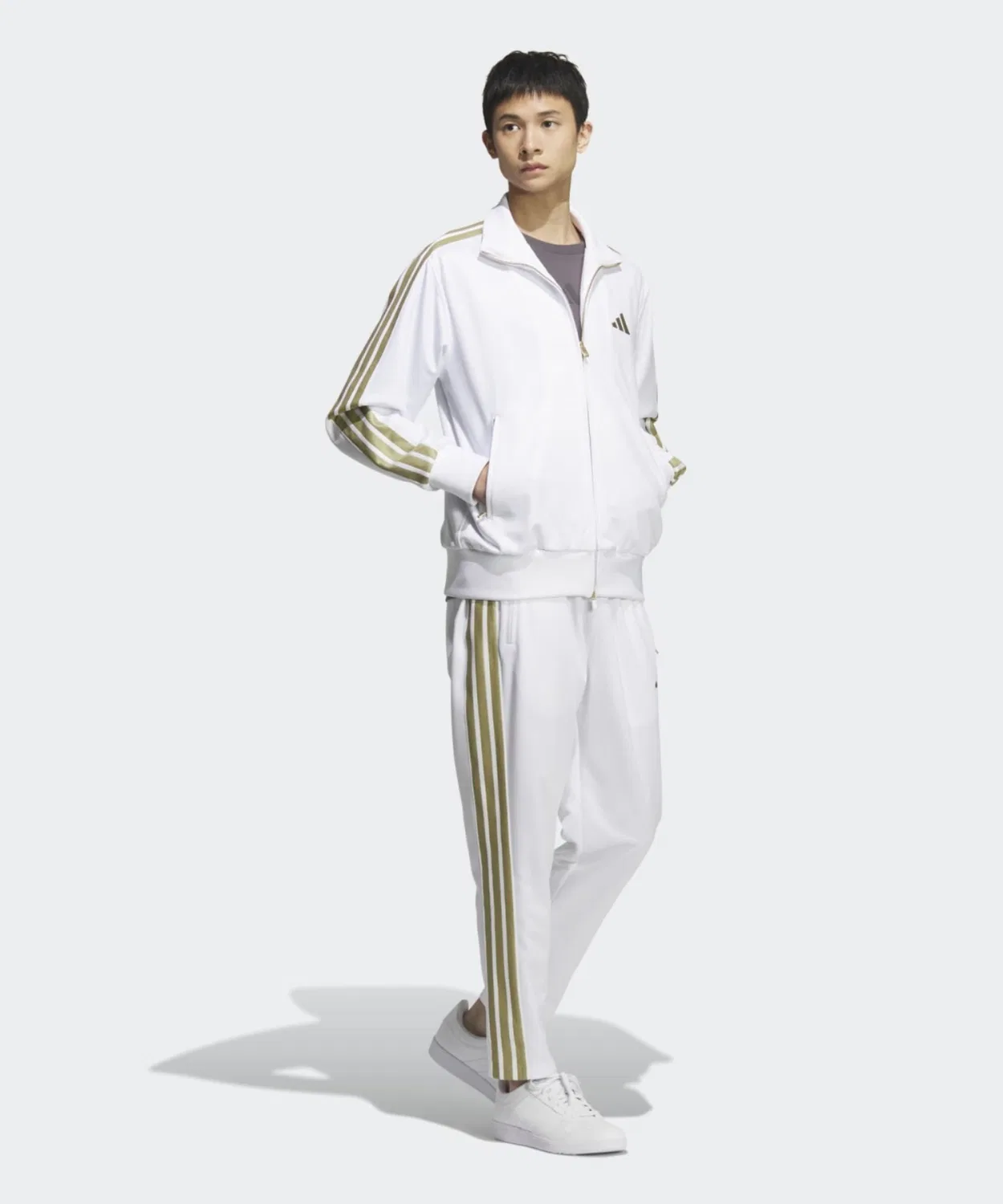 Мужской трек-топ с длинной молнией Regular Fit Stadium Gold Adidas, White — фото 3