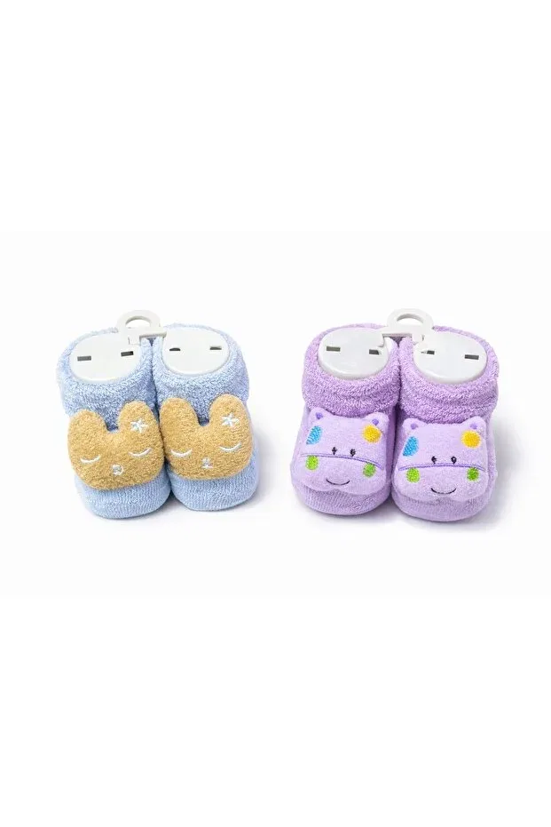 Детские носочки для новорожденных хлопковые с гремящей игрушкой Akface, Purple