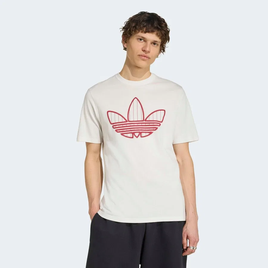 Футболка ADIDAS ORIGINALS 'Trefoil Infill' цвета экрю — фото 2