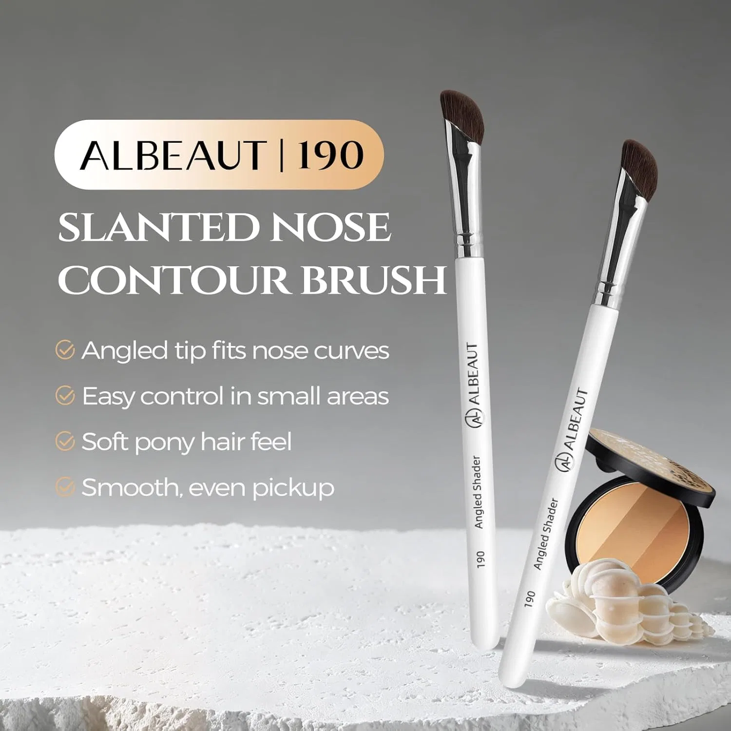 Скошенная кисть для теней и контуринга носа «190 Angled Shader» от Albeaut Albeaut — фото 2
