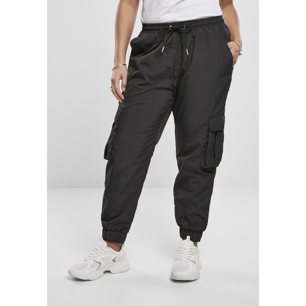 

Брюки Urban Classics High Waist Crinkle Nylon Cargo, черный