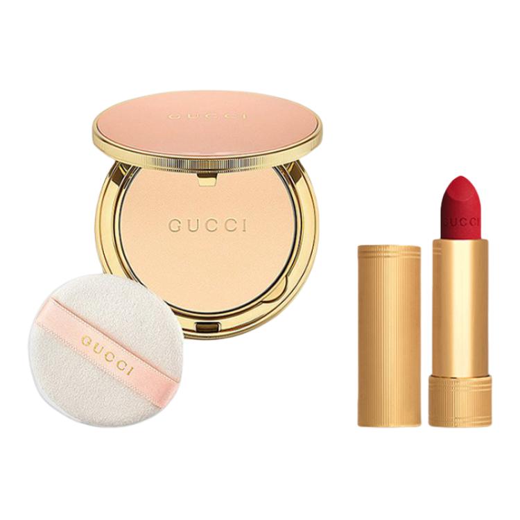 

GUCCI Набор макияжа rose gold тюбик пудра для контроля жира стойкая 10g+бальзам для губ 3.5g