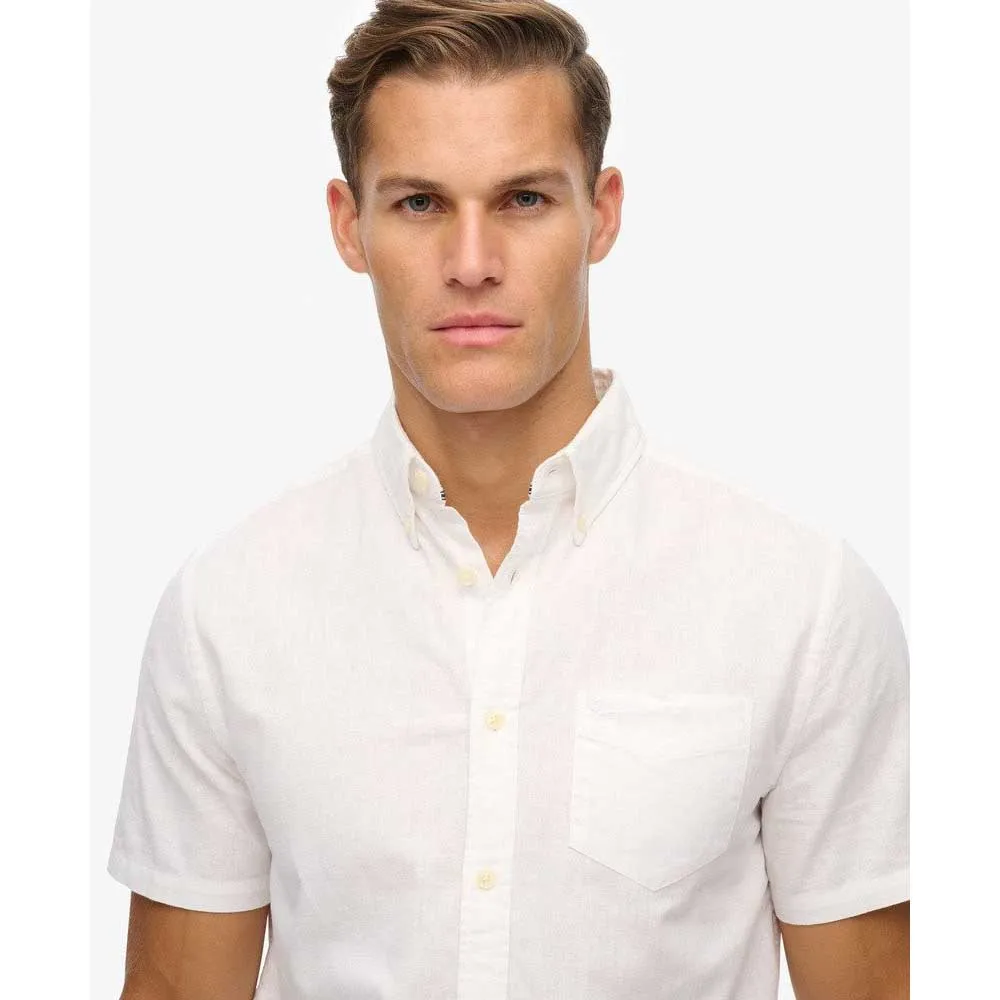 Рубашка с коротким рукавом Superdry City Cotton Linen, белый — фото 4