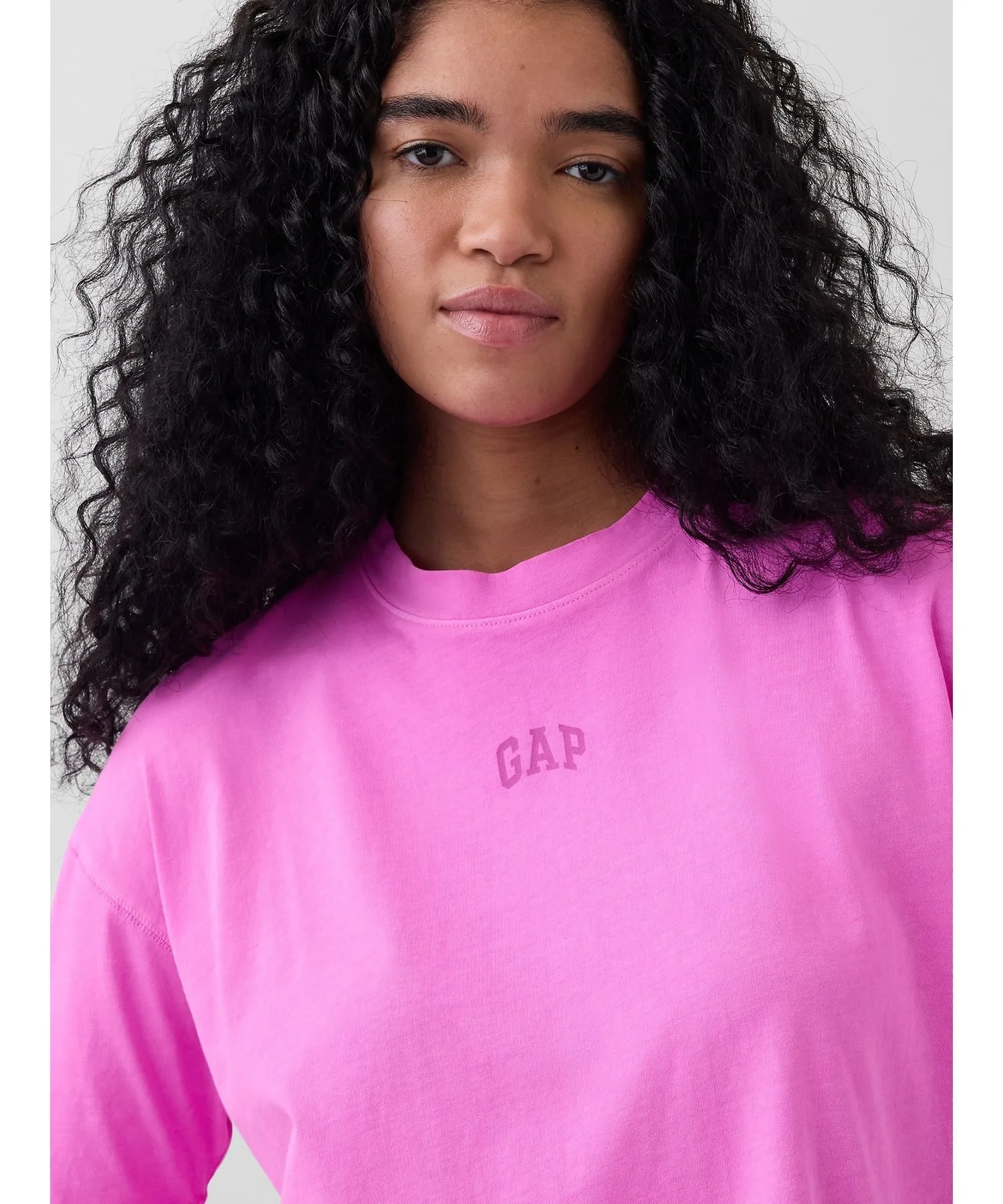 (W) Винтажная мягкая спортивная туника из органического хлопка с логотипом GAP, NEON_PINK_GLOW — фото 3