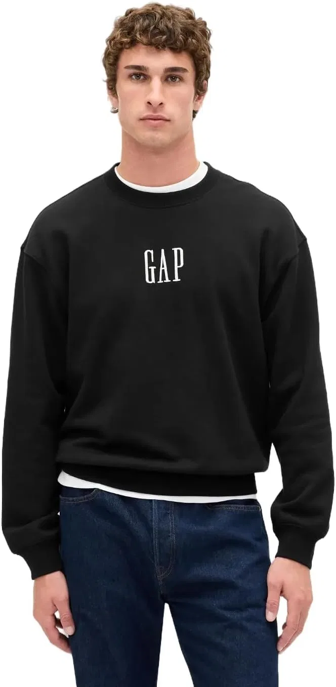 Толстовка GAP Men's Logo Crewneck Fleece, черный