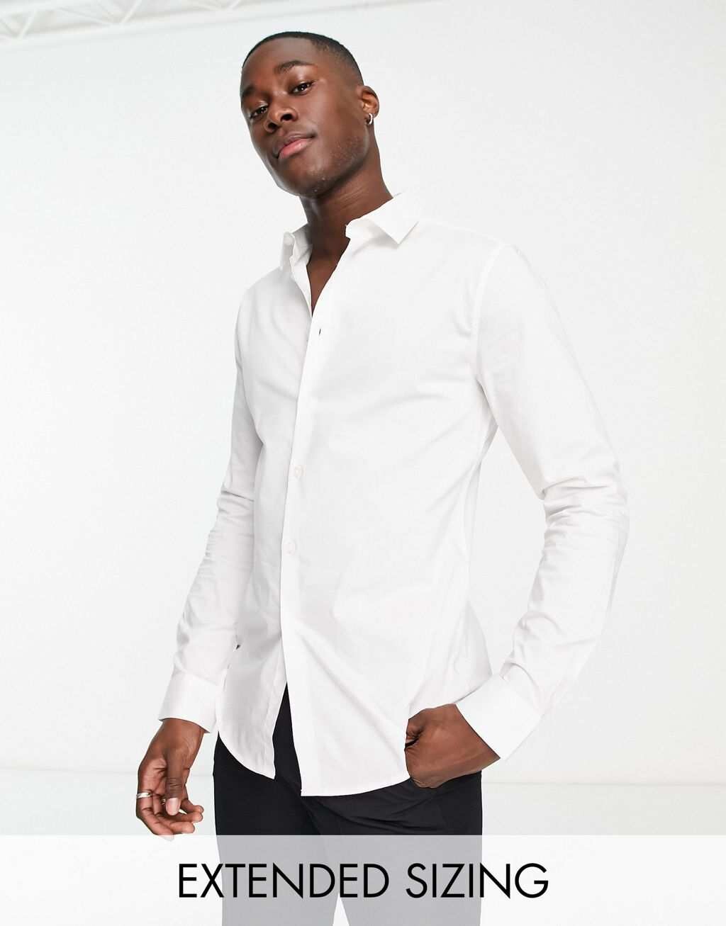 

Белая эластичная рабочая рубашка узкого кроя ASOS DESIGN