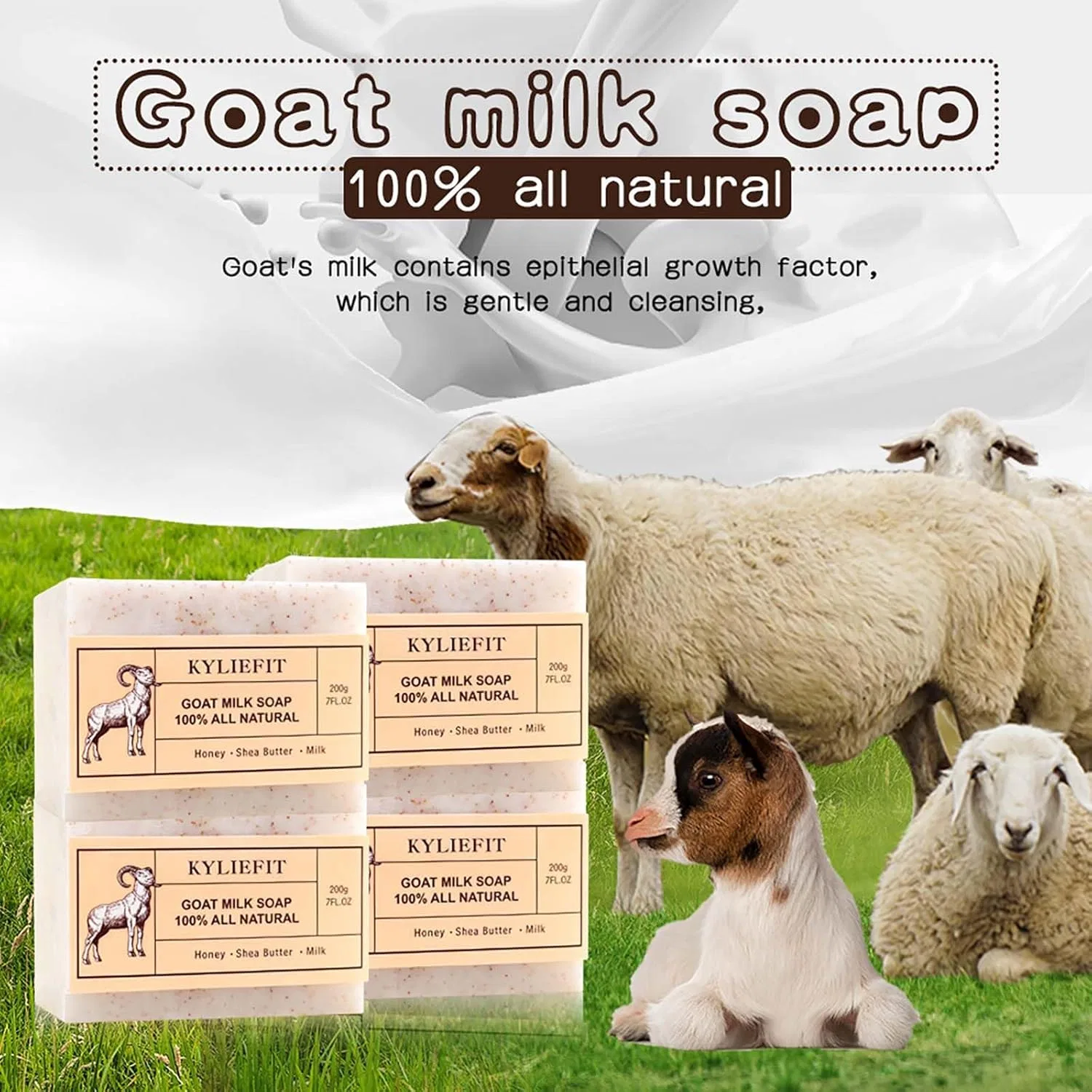 Натуральное козье мыло с медом и маслом ши 200 г ‎Ailke Boost Luster, 1Pcs — фото 3