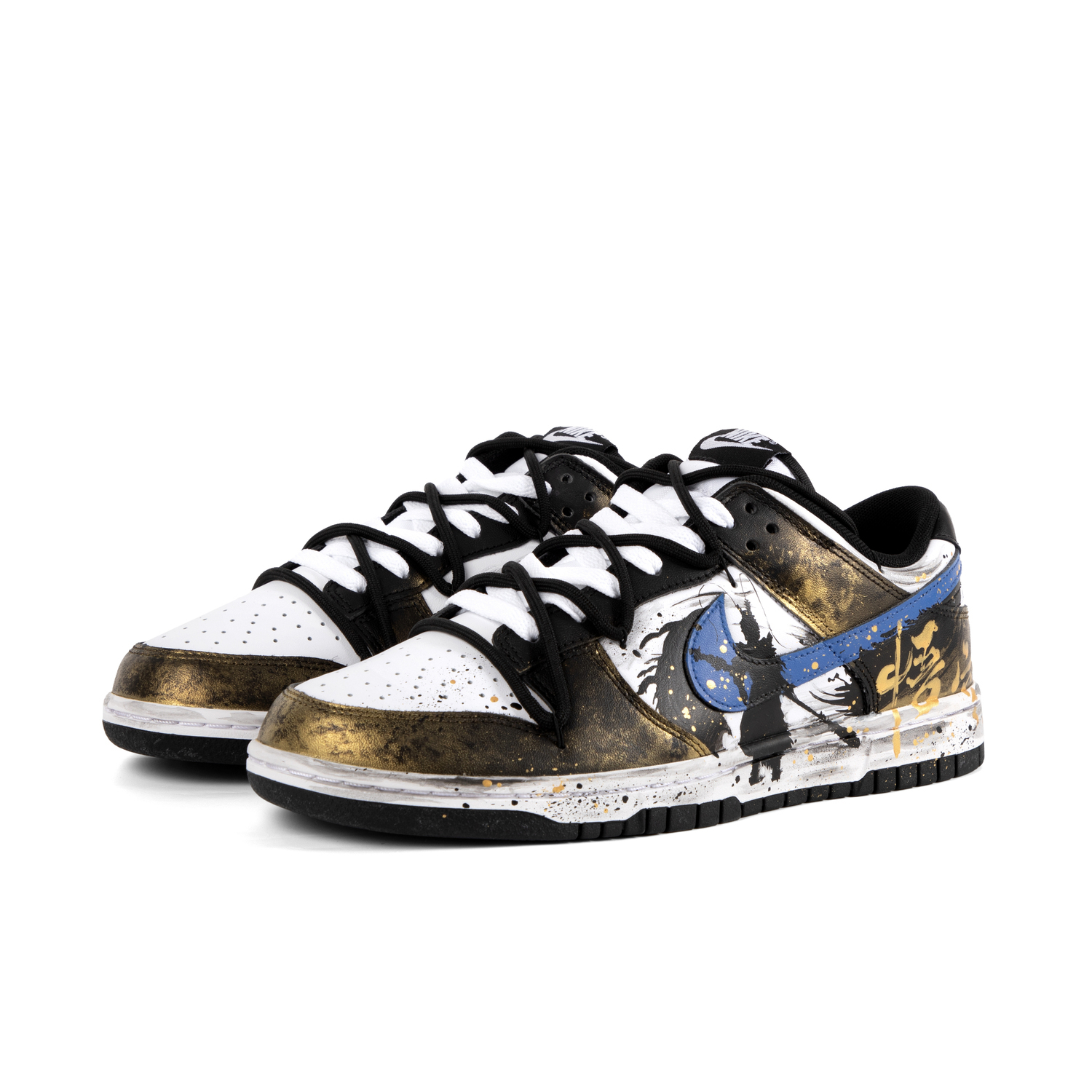 Nike Dunk Anti Slip Износостойкие Низкие Кроссовки для Скейтбординга Унисекс Черный Золотой — фото 3