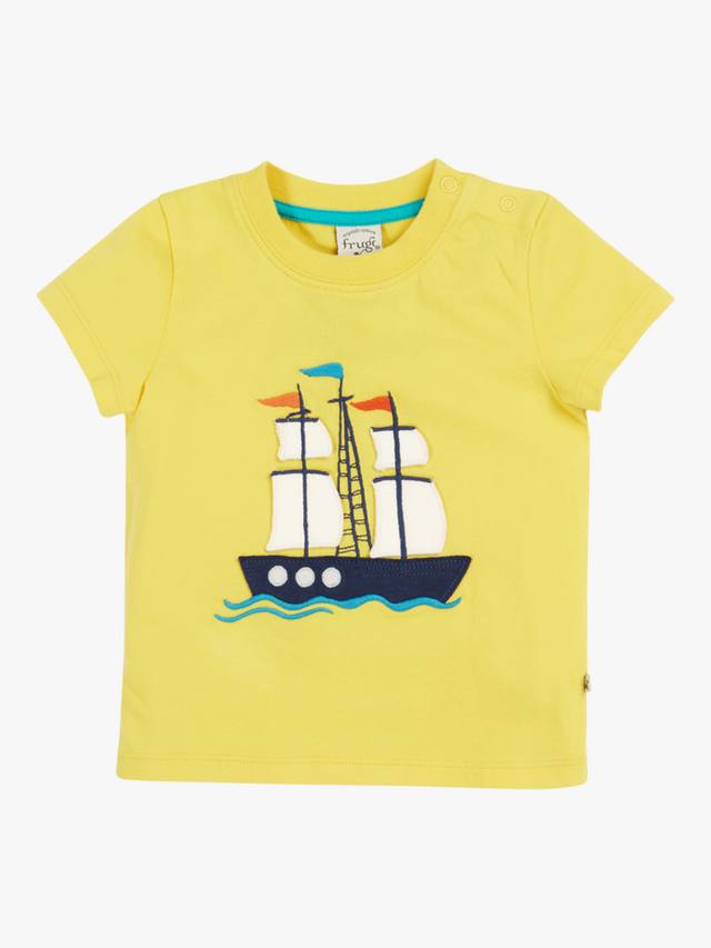 

Футболка Baby Avery с аппликацией из органического хлопка Frugi, Welly Yellow/Tallship