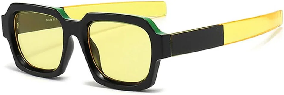 

Популярные модные двухцветные панк-солнцезащитные очки для мужчин, винтажные сине-оранжевые очки, женские солнцезащитные очки UV400 TKKTLLT, Black Yellow Yellow