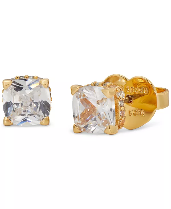 

Квадратные серьги-гвоздики с кубическим цирконием Kate Spade New York, clear/gold.
