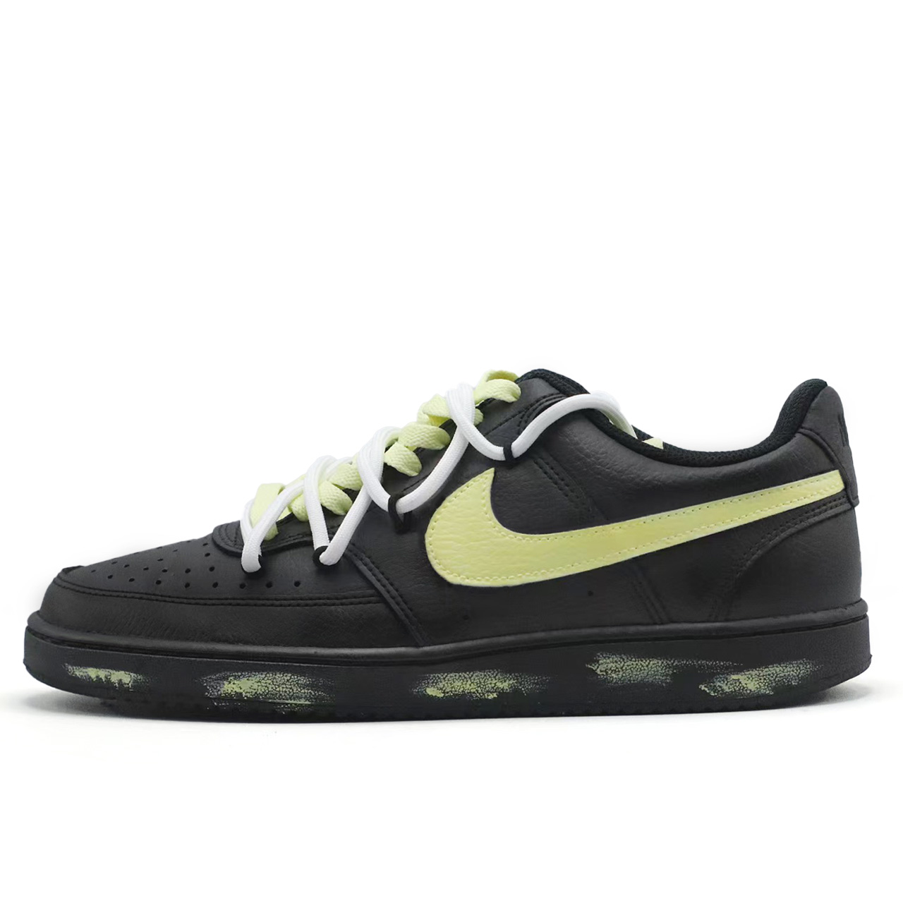 

Nike Court Vision Low Dark Night Yellow Mango устойчивые к истиранию низкие кроссовки для скейтбординга мужские Black Yellow