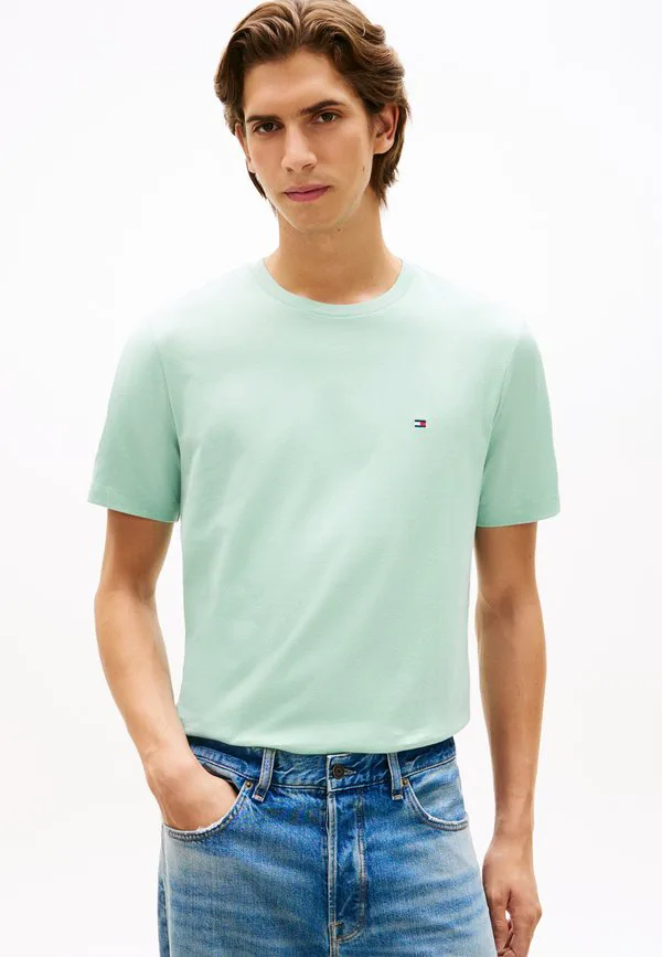Футболка с круглым вырезом и вышивкой флага, базовая футболка Tommy Hilfiger, Crushed Mint