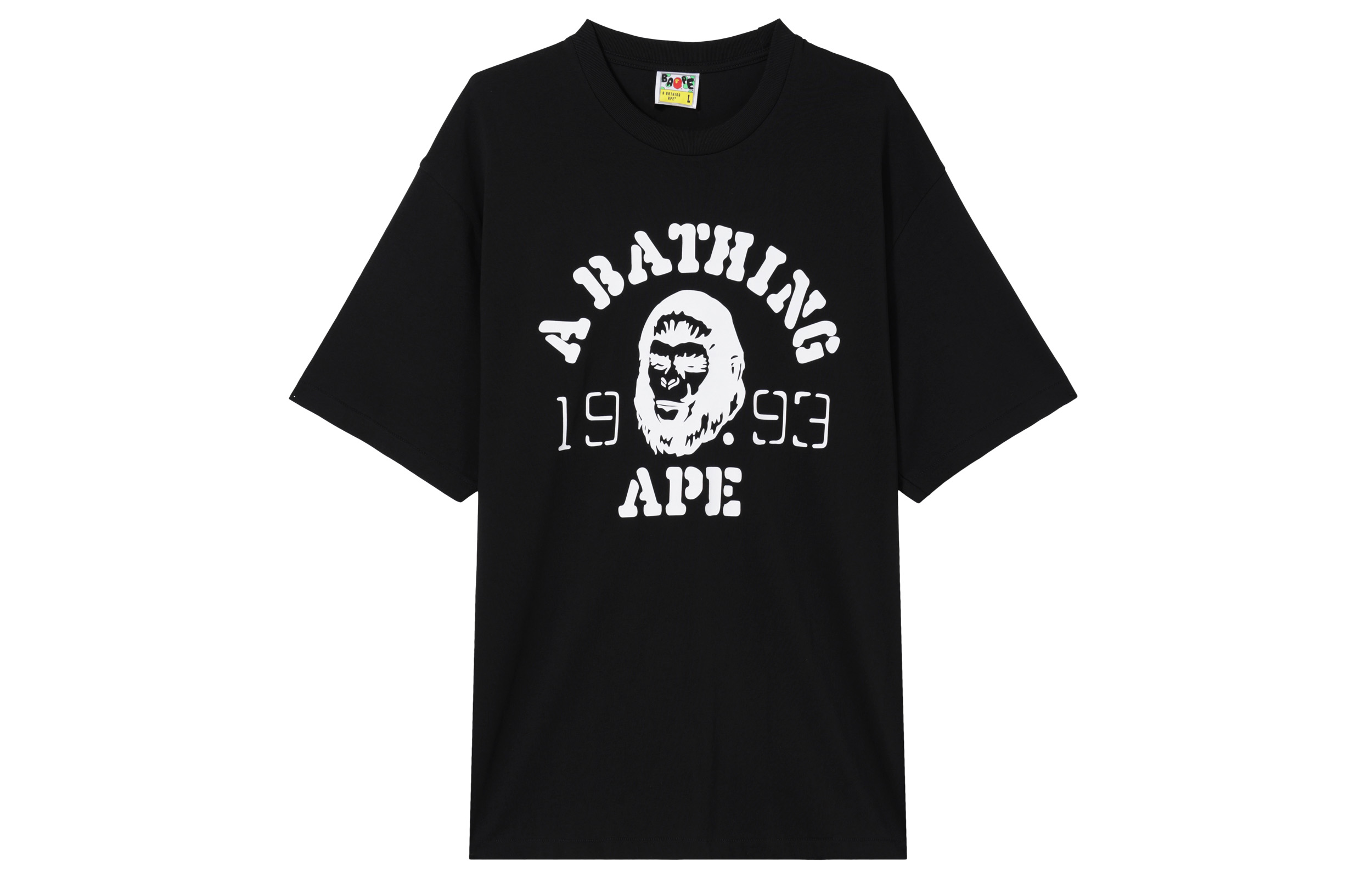 Футболка Bape Og Ape Head College Relaxed Fit A BATHING APE, черная — фото 4
