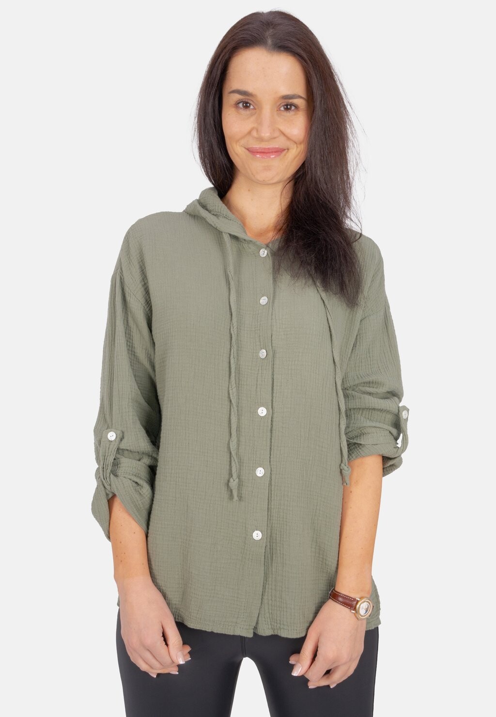 

Блузка на пуговицах CAMILA MUSSELIN OVERSIZED Seasons of April, хаки
