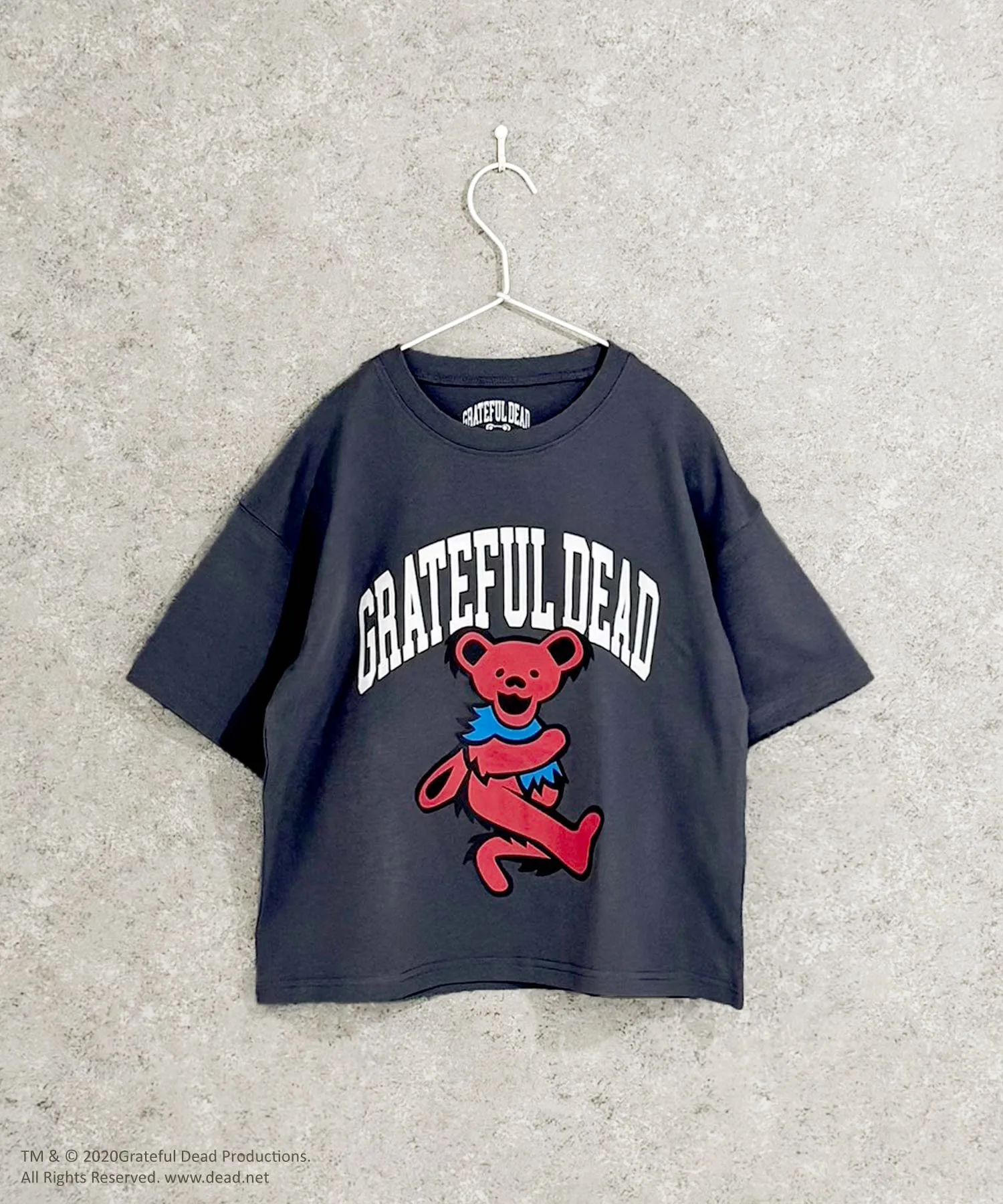 Детская футболка Grateful Dead с принтом танцующего медведя серая