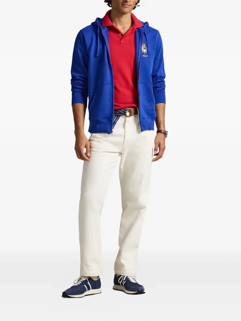 Толстовка на молнии с вышивкой в виде медведя Polo Ralph Lauren, синий — фото 2