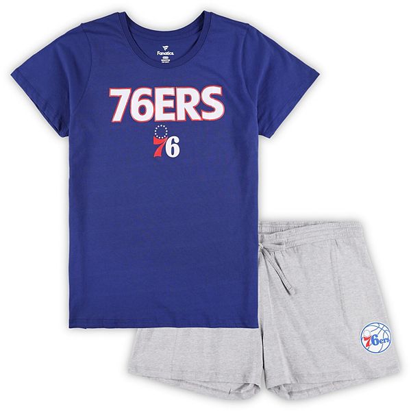

Женский комбинированный сет футболка и шорты plus size philadelphia 76ers fanatics branded royal/heather gray Unbranded