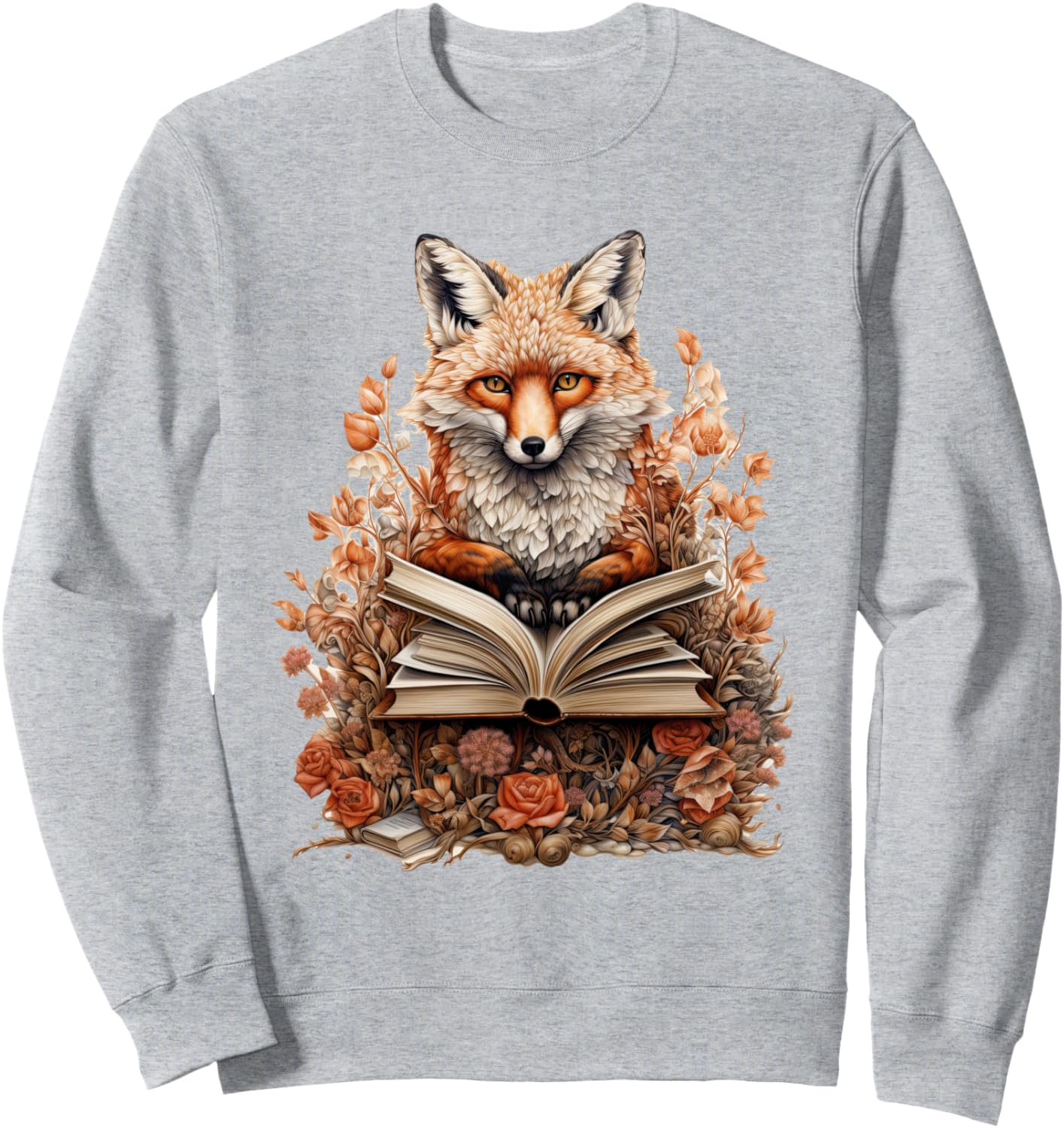 

Толстовка в стиле коттеджкор с цветочным рисунком, лисой и милым гобликом Cottagecore Goblincore And Fairycore Stuff, серый