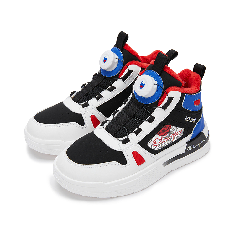 Champion Kids Детские кроссовки для скейтбординга с высоким верхом, нескользящие, износостойкие, дышащие, черно-синие — фото 2
